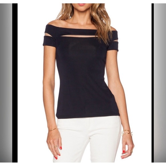 Bailey 44 Tops - Off‎ Shoulder BLACK Mesh Cutouts Bailey 44 Women Blouse Top Sz L NWT Lined $127